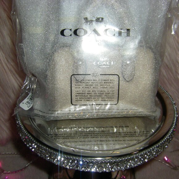 Coach Rowan MINI BAG CHARM Signature Canvas CX068 Sv/Sand/Taupe New Sealed - Picture 2 of 6